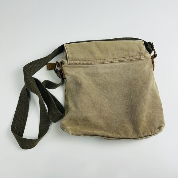 Augur Canvas Shoulder Saddle Bag Messenger Brown Leather Medium‎ Flap Snap Hobo - Picture 6 of 15